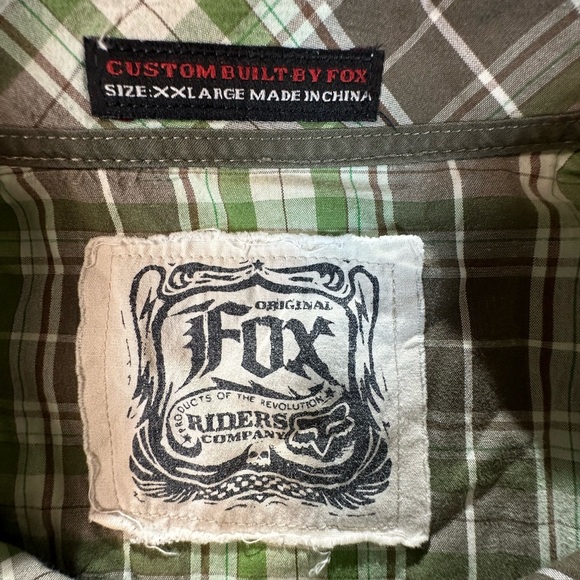 Fox Racing Men's Casual Green and Brown Plaid Shirt SZ XXL - Picture 5 of 11